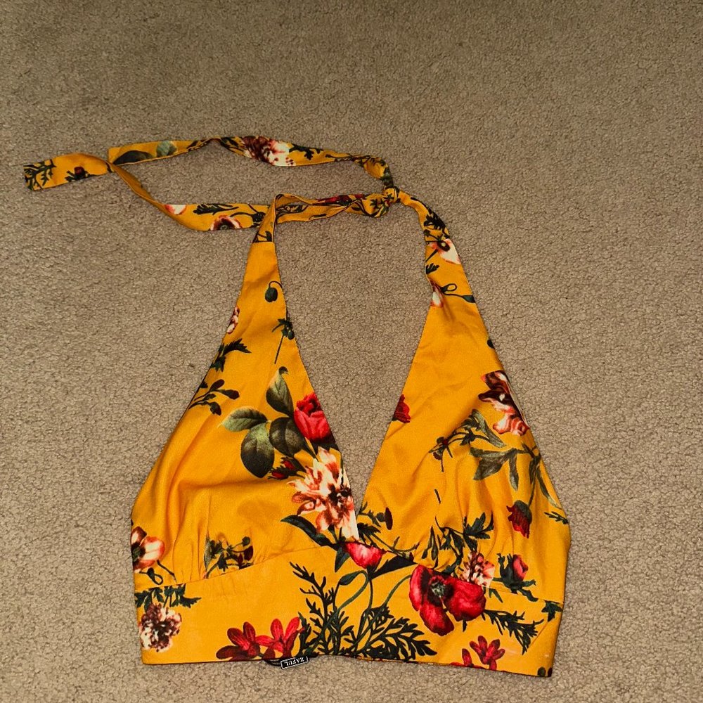 Patterned Silk Halter Top